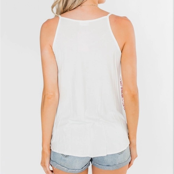 Full Of Sparkle Front Knot Halter Top- Ivory, Pink, &‎ Gray - Picture 4 of 7